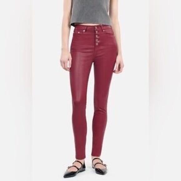 NWT The Kooples Red Leather-Effect Skinny Jeans Size 27 - Picture 8 of 8